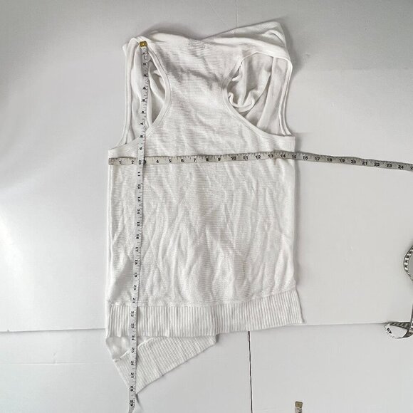 Club Monaco White Drape Plunge Cowlneck Asymmetrical Sleeveless Knit Top Sz M - Picture 11 of 11